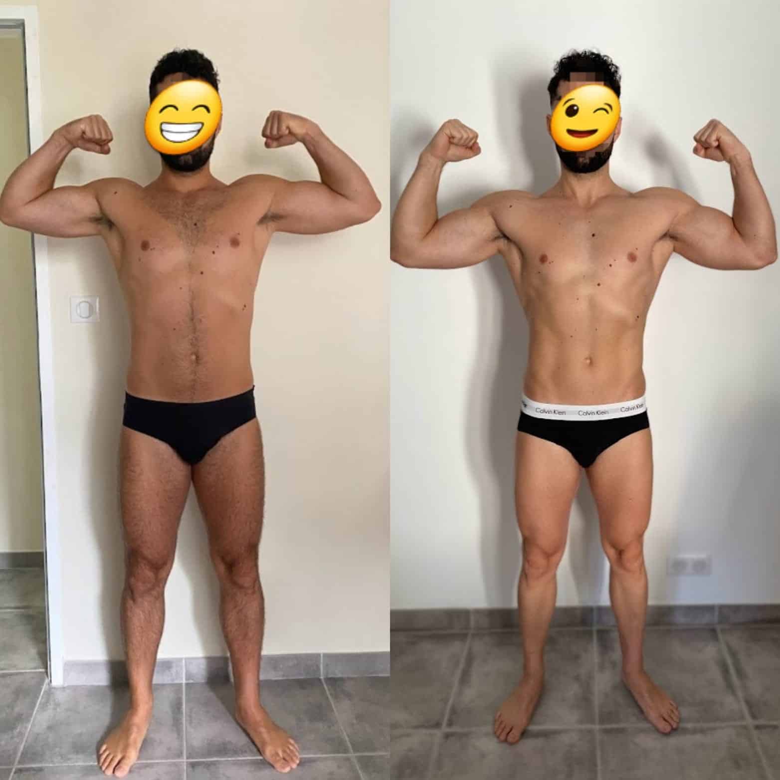 Évolution physique avant après — Coach NutriSport