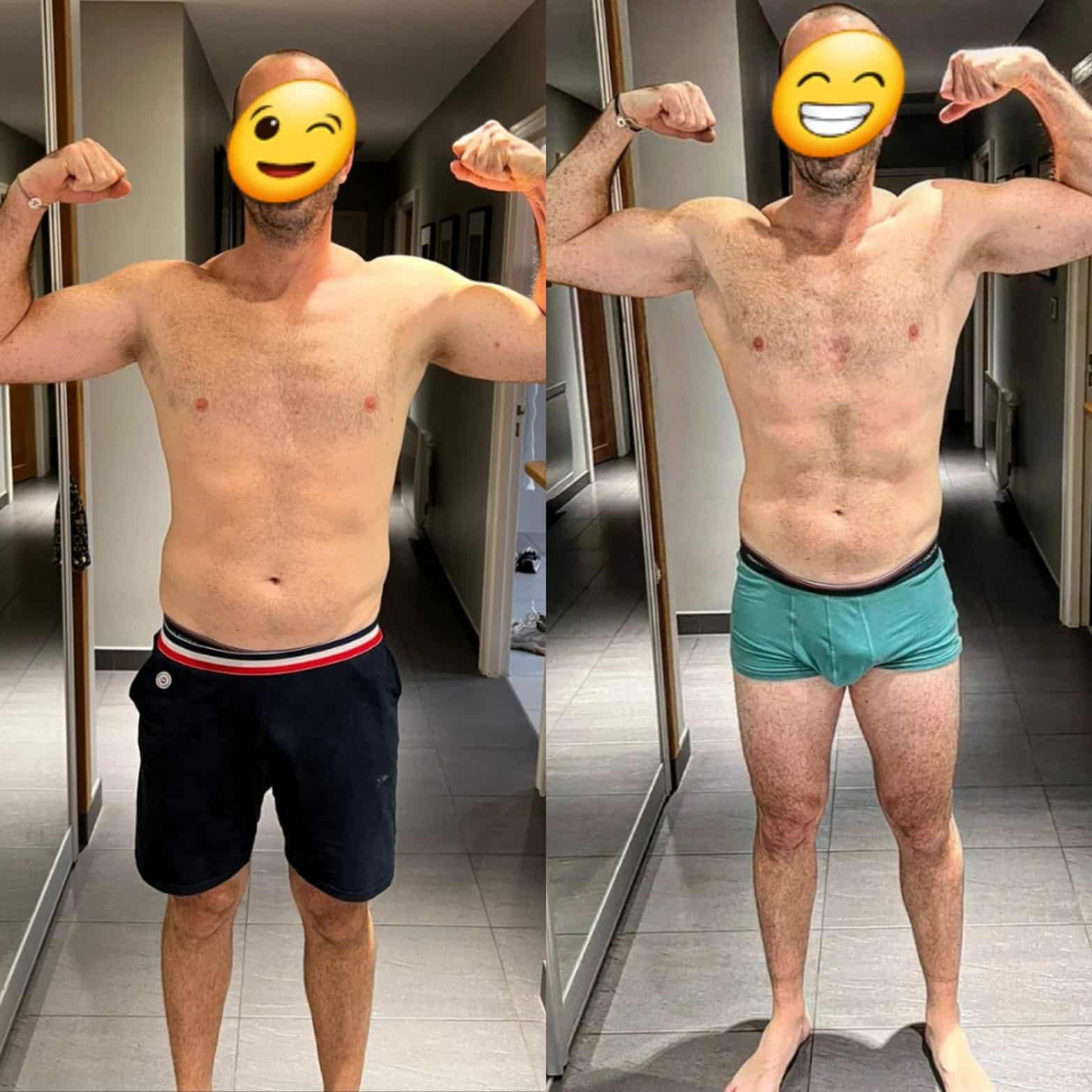 Transformation physique avant après — Coach NutriSport