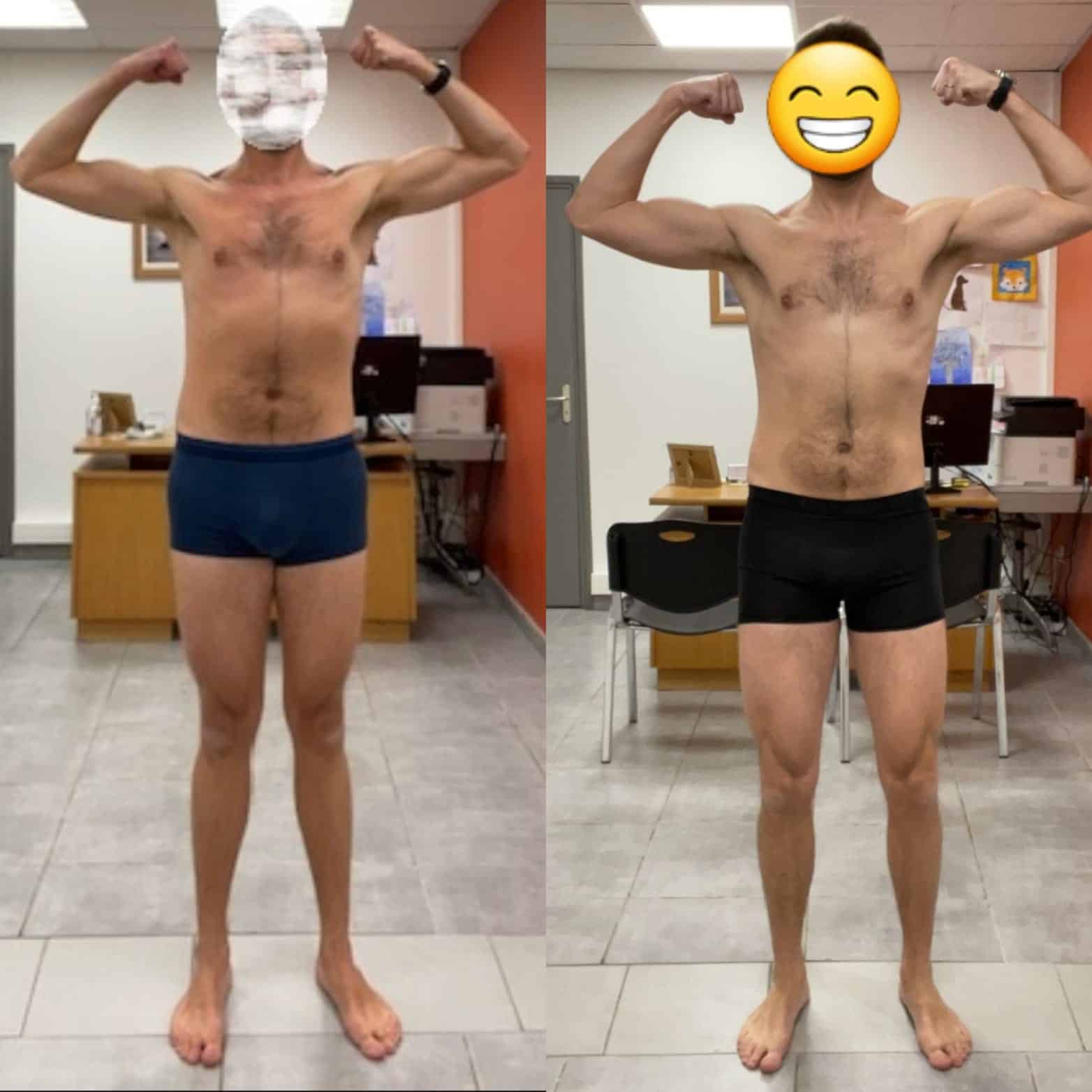 Transformation physique avant après — Coach NutriSport