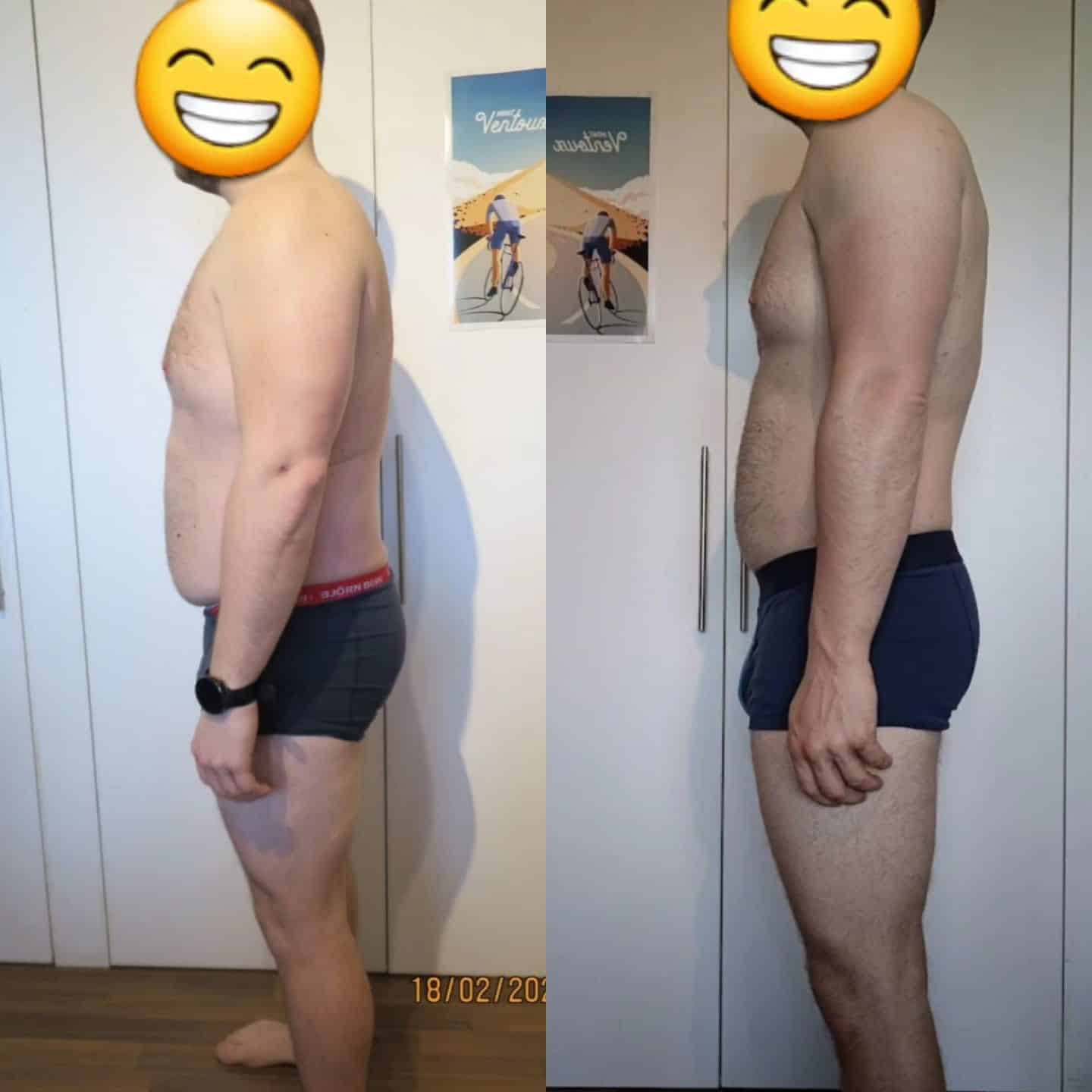 Transformation physique avant après — Coach NutriSport