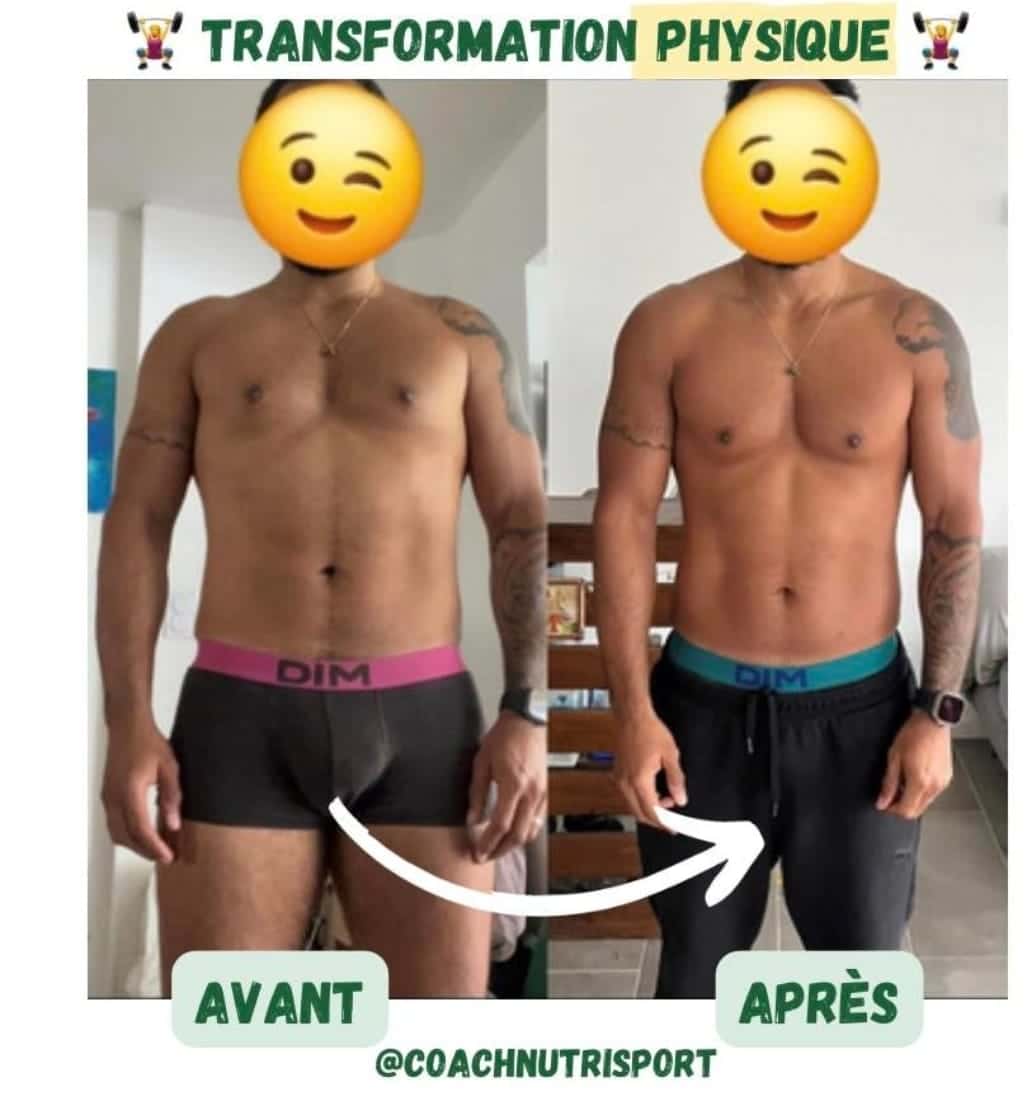 Perte de poids avant après — Coach NutriSport