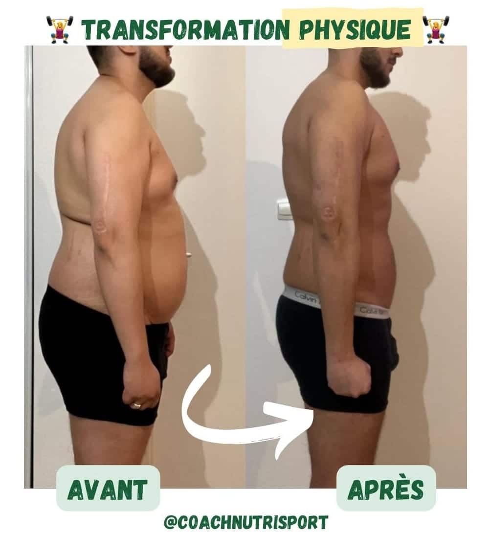 Perte de poids avant après — Coach NutriSport