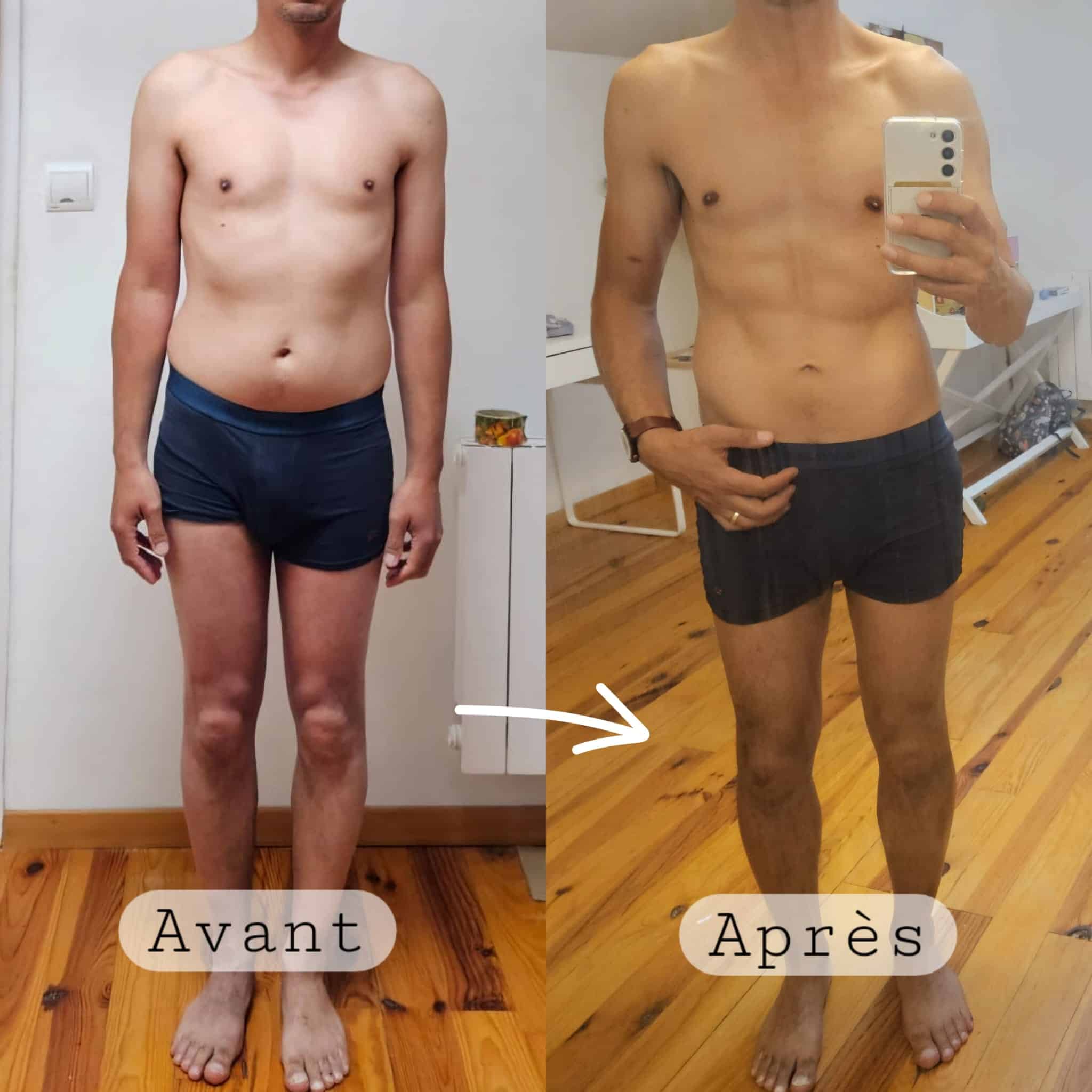Perte de poids avant après — Coach NutriSport