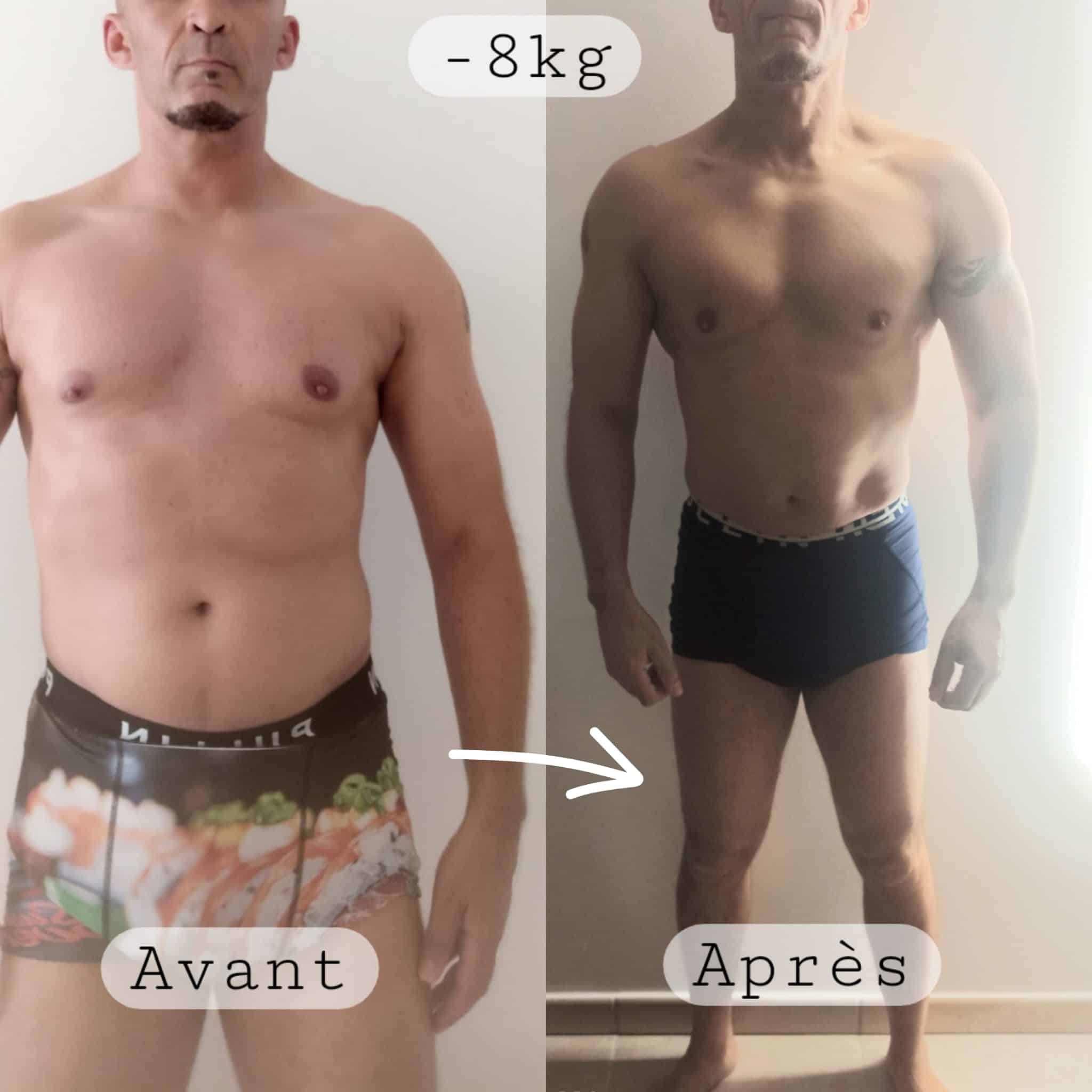 Perte de poids avant après — Coach NutriSport