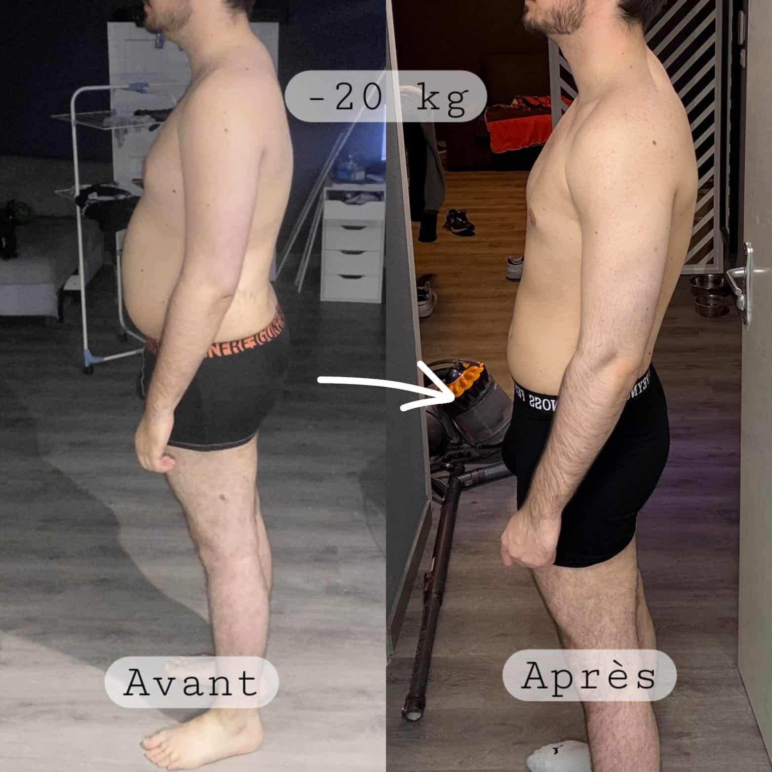 Perte de poids avant après — Coach NutriSport