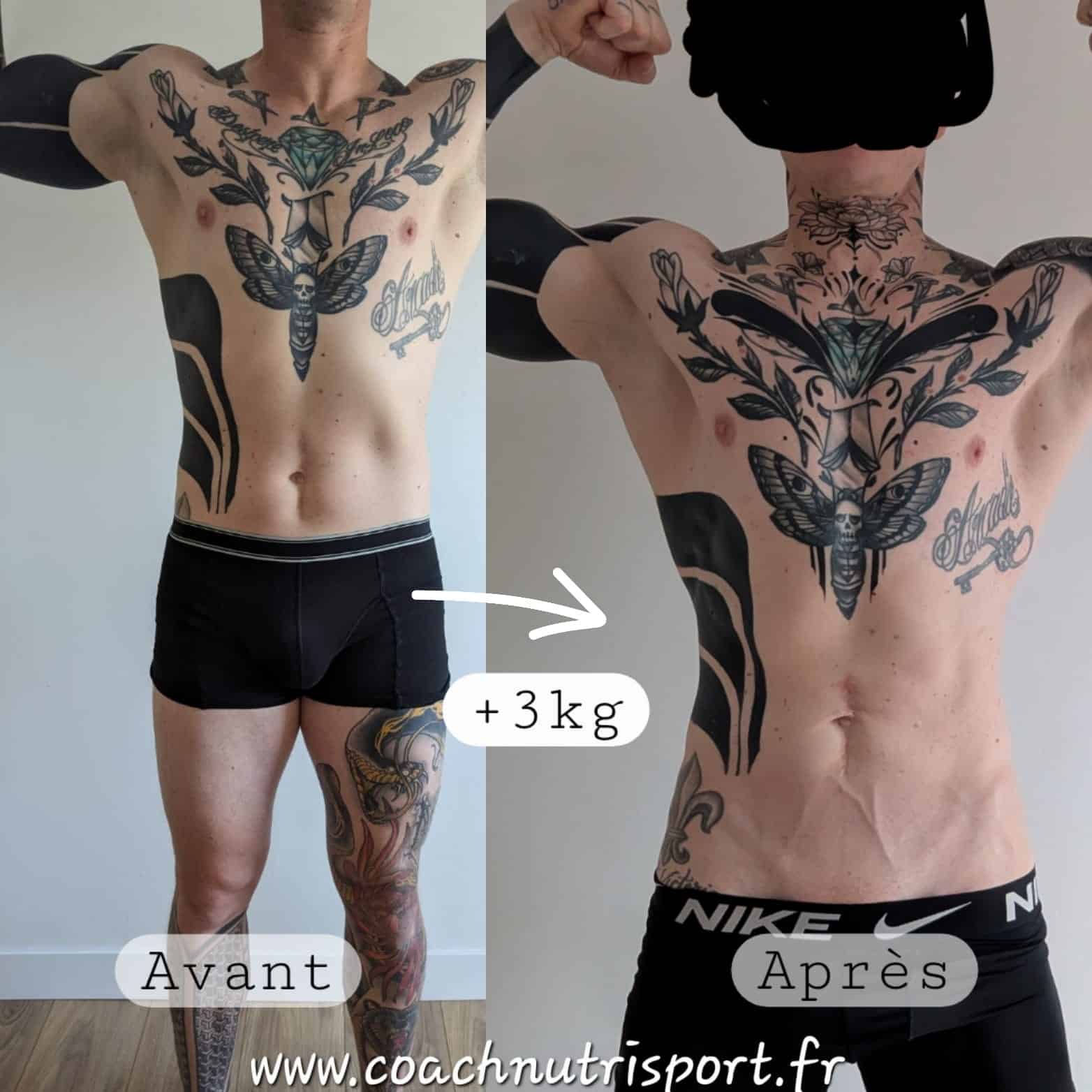 Évolution physique avant après — Coach NutriSport