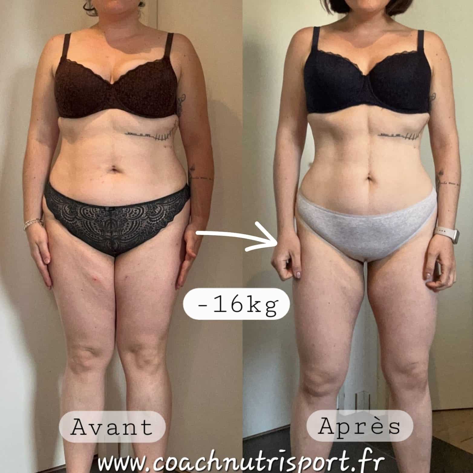 Perte de poids avant après — Coach NutriSport