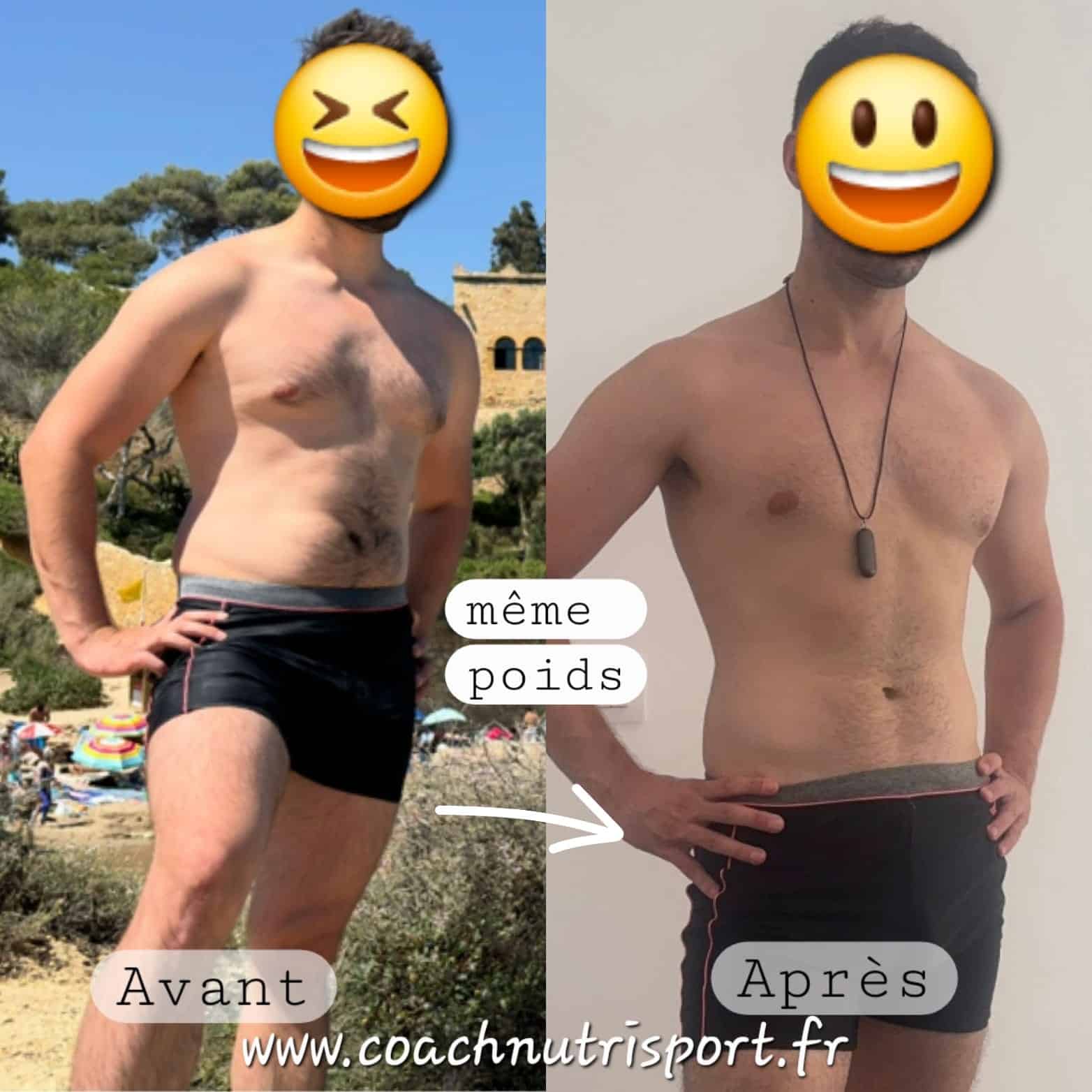 Évolution physique avant après — Coach NutriSport