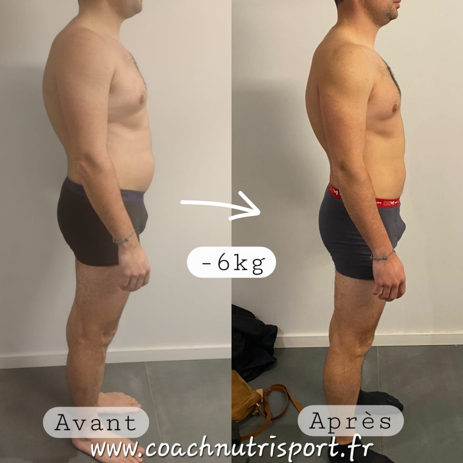Évolution physique avant après — Coach NutriSport