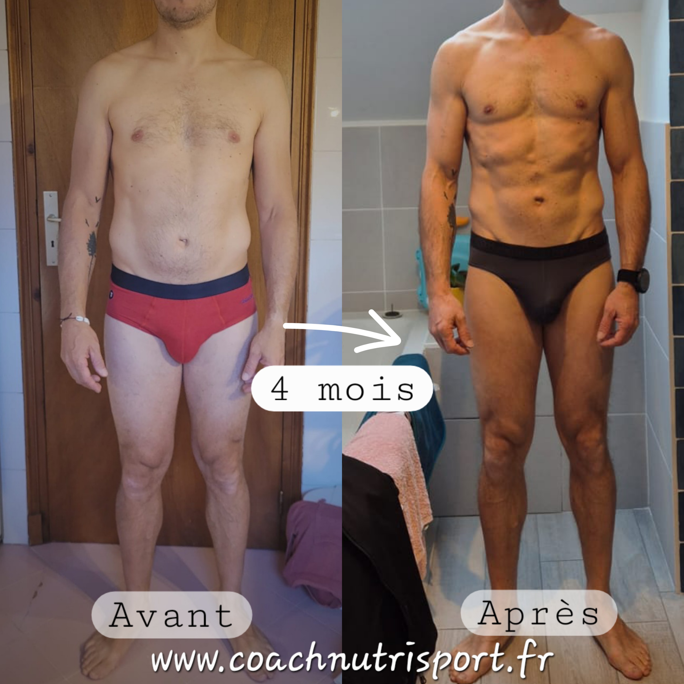 Évolution physique avant après — Coach NutriSport