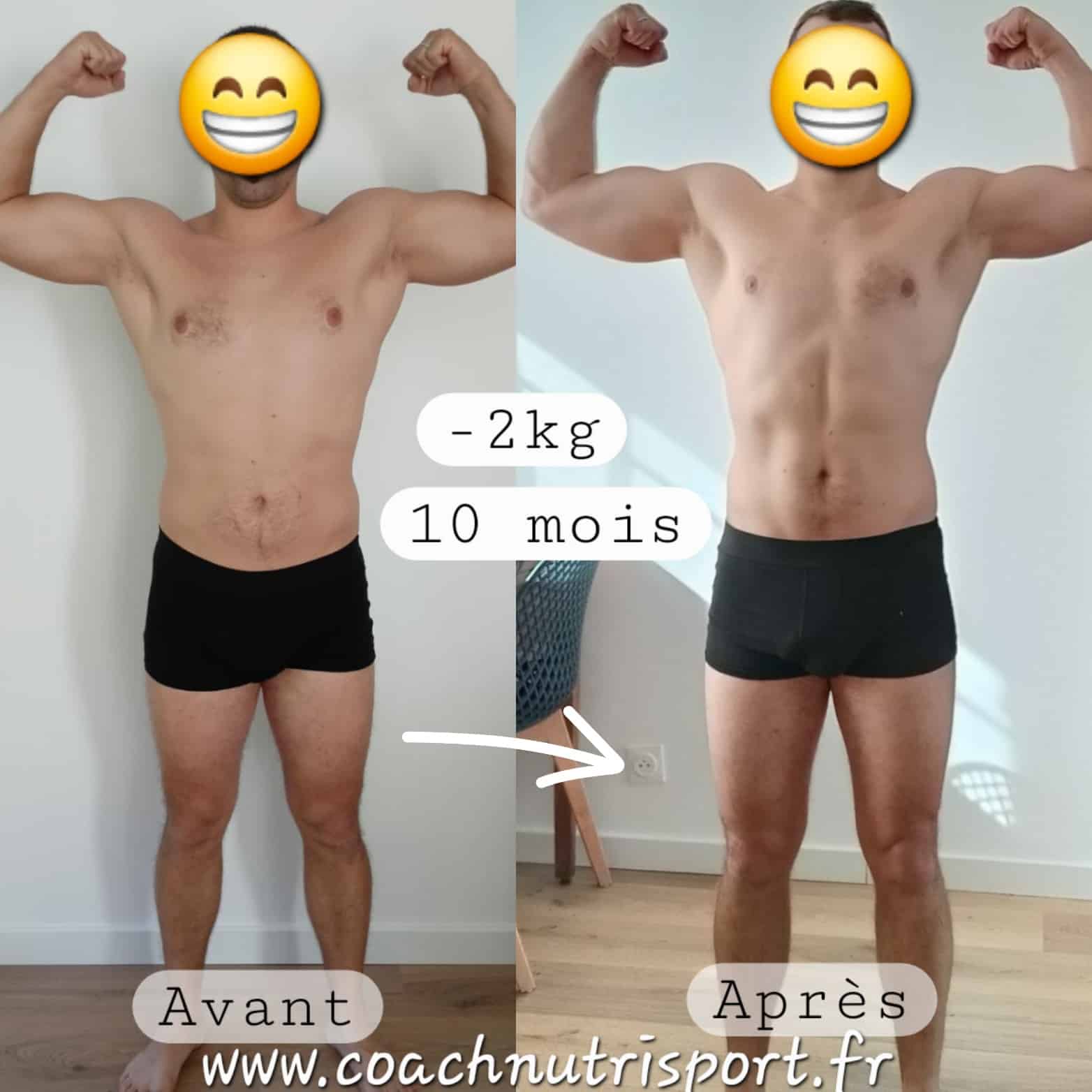 Évolution physique avant après — Coach NutriSport