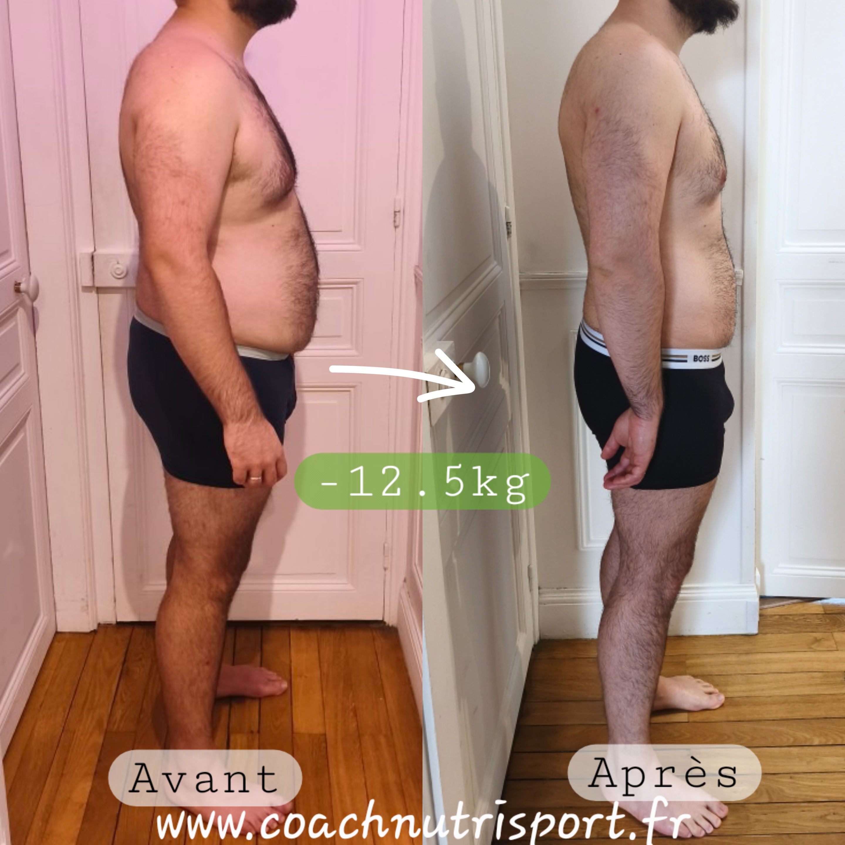 Évolution physique avant après — Coach NutriSport