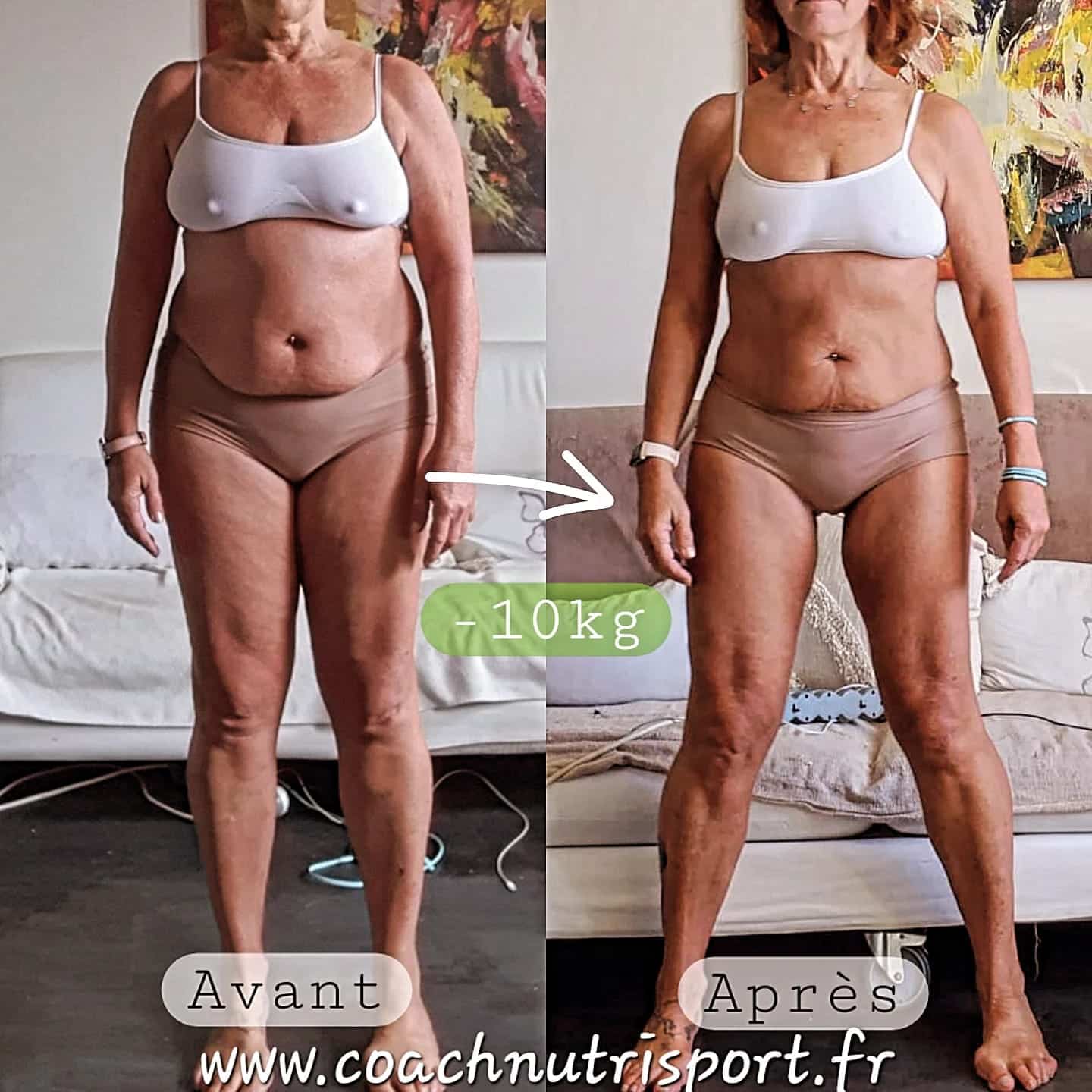 Perte de poids avant après — Coach NutriSport