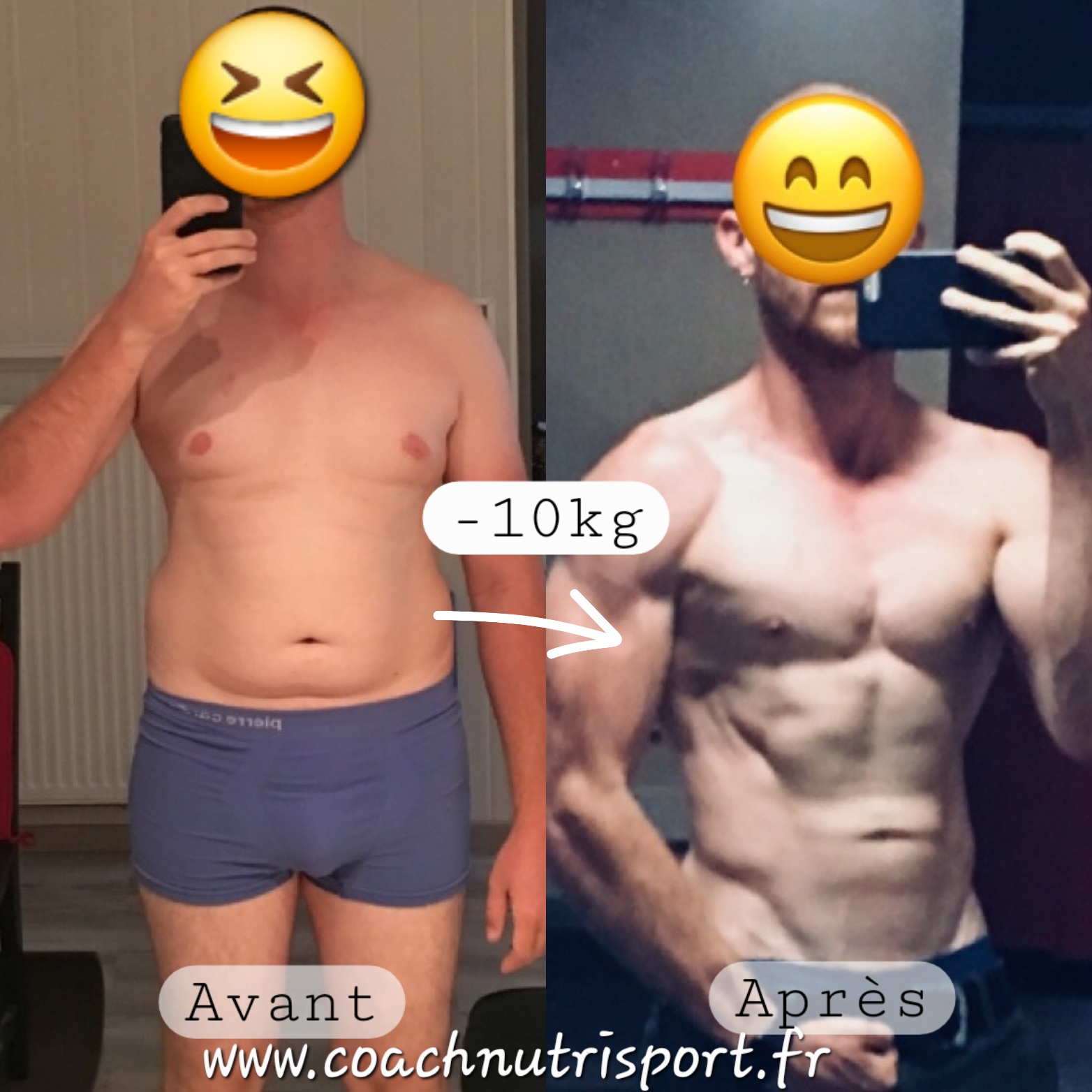 Transformation physique avant après