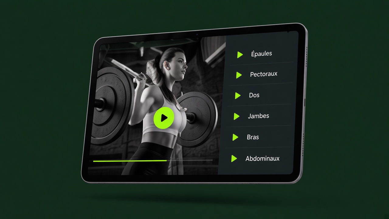 Glossaire vidéo 340 exercices de musculation sur tablette