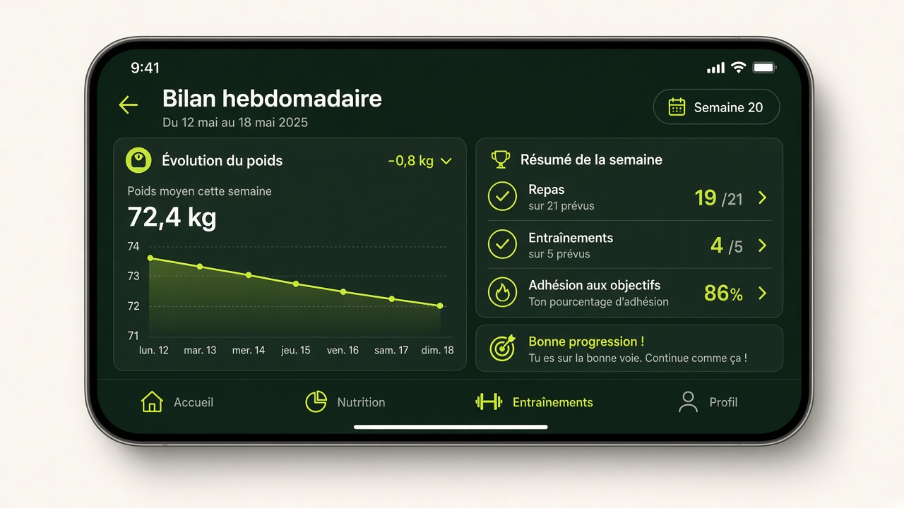 Exemple d’extrait de bilan hebdomadaire