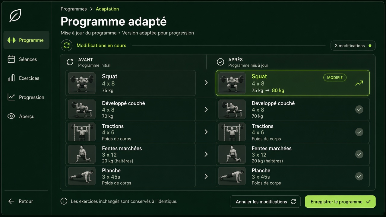 Exemple de modification dans le programme