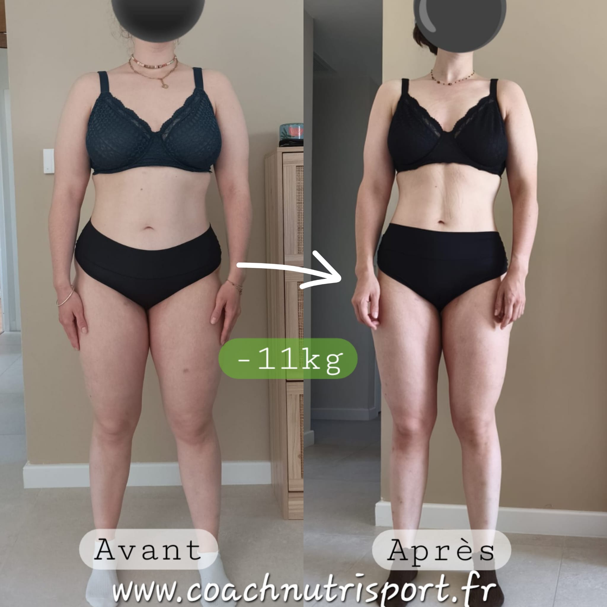 Perte de poids avant après — Coach NutriSport