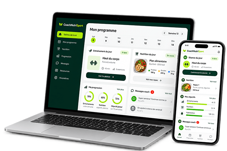 Application CoachNutriSport sur ordinateur portable et smartphone