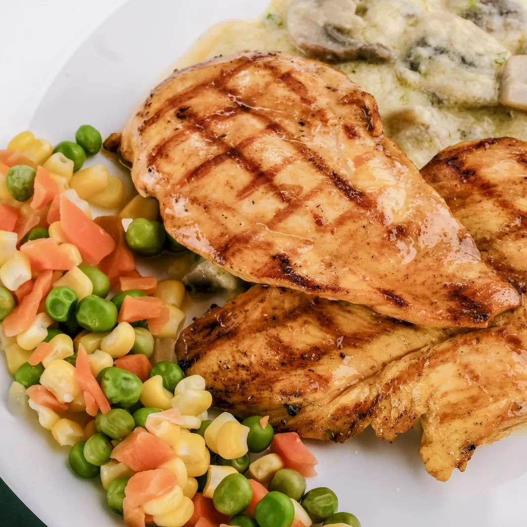 Assiette équilibrée — protéines, légumes et féculents