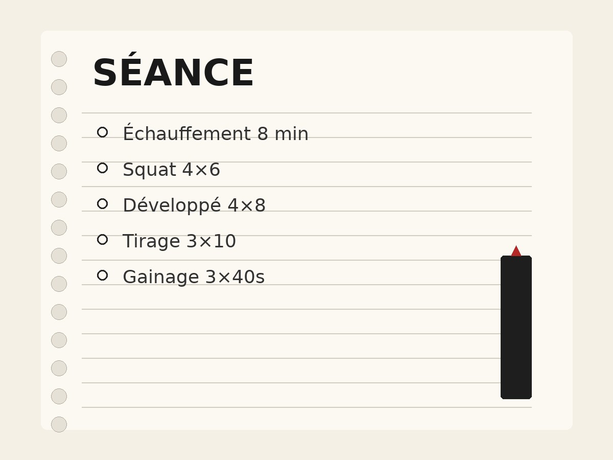 Carnet de séance structuré